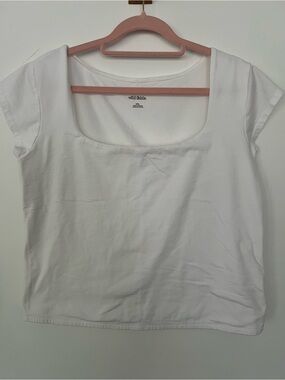 Wild Fable White Square Neck Short Sleeve Top